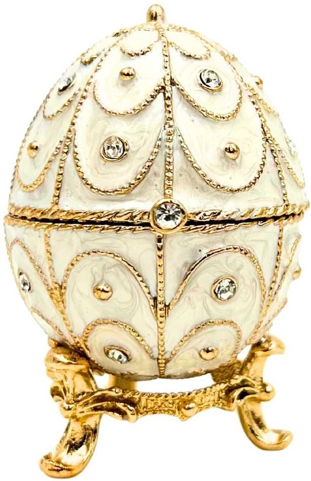 Mirtop Fabergé stiliaus emalinis kiaušinis – juvelyrinė dėžutė su kristalais