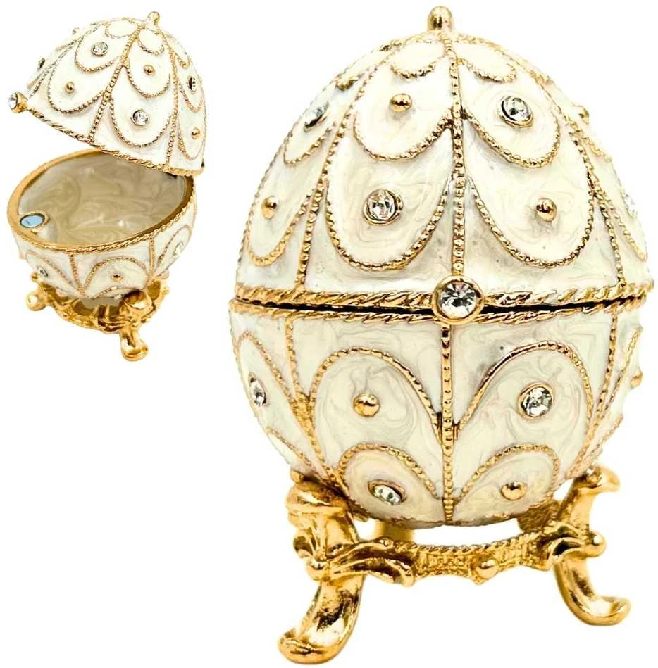 Mirtop Fabergé stiliaus emalinis kiaušinis – juvelyrinė dėžutė su kristalais