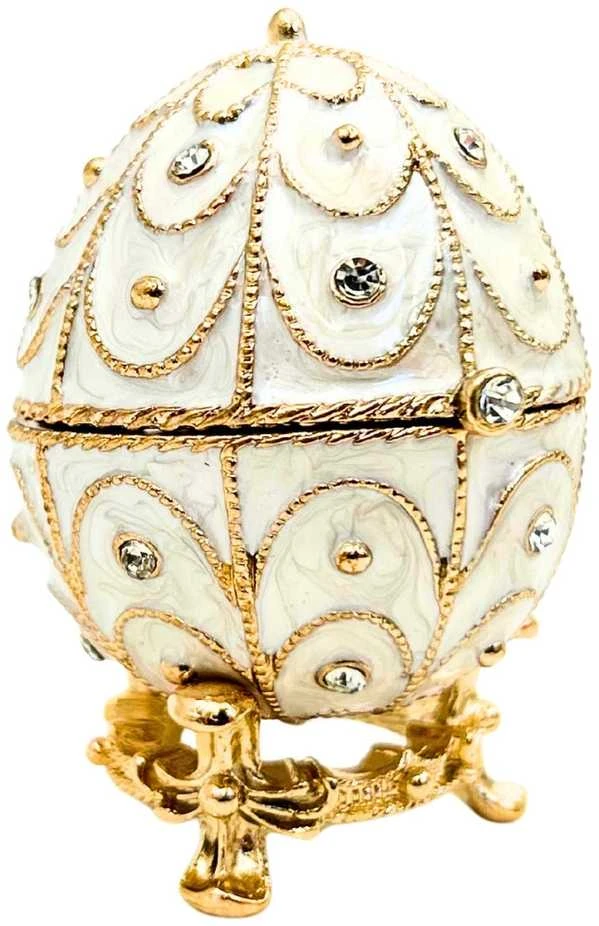 Mirtop Fabergé stiliaus emalinis kiaušinis – juvelyrinė dėžutė su kristalais
