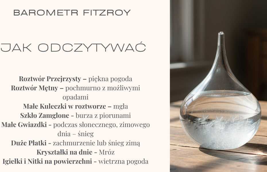 Mirtop FitzRoy audros stiklas – lašo formos barometras, orų prognozei ir dekorui