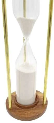 Mirtop Elegantiškas žalvario ir medžio smėlio laikrodis – 30 min, baltas smėlis