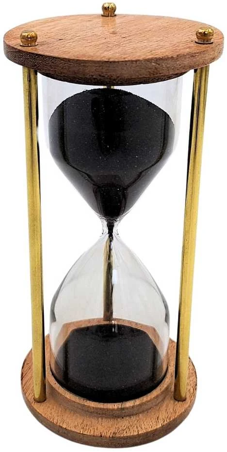 Mirtop Elegantiškas žalvario ir medžio smėlio laikrodis 5 min biurui ir dovanai