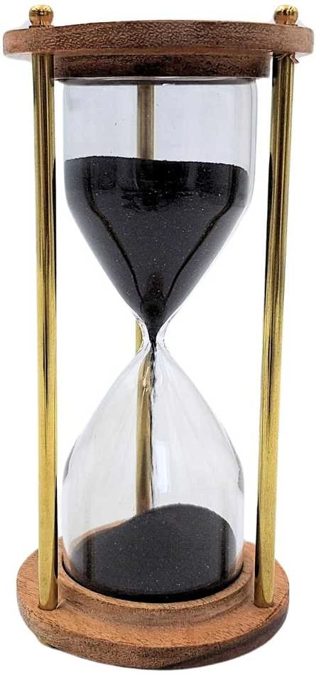 Mirtop Elegantiškas žalvario ir medžio smėlio laikrodis 5 min biurui ir dovanai