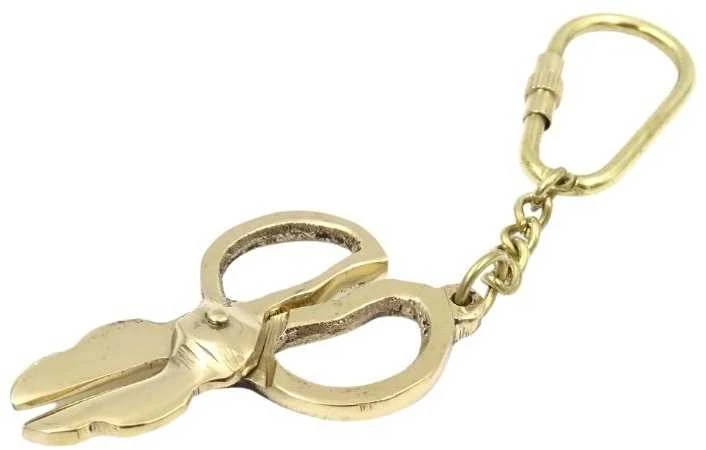 Mirtop Žirklių formos žalvarinis raktų pakabukas kirpėjams su karabinu