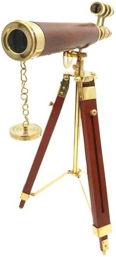 Mirtop Elegantiškas žalvarinis teleskopas ant medinio trikojo, retro jūrinis, 57 cm