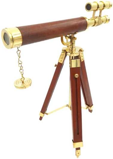 Mirtop Elegantiškas žalvarinis teleskopas ant medinio trikojo, retro jūrinis, 57 cm