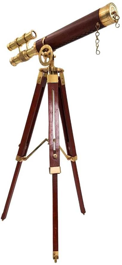 Mirtop Elegantiškas žalvarinis teleskopas ant medinio trikojo, retro jūrinis, 57 cm