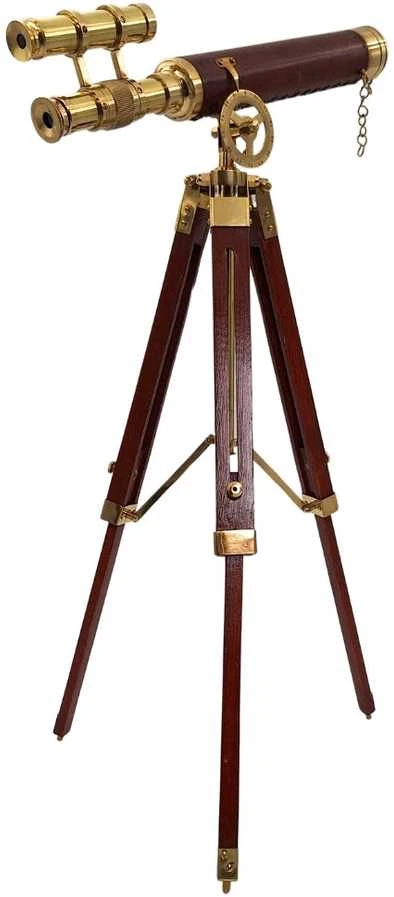 Mirtop Elegantiškas žalvarinis teleskopas ant medinio trikojo, retro jūrinis, 57 cm