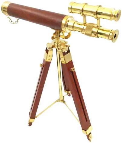 Mirtop Elegantiškas žalvarinis teleskopas ant medinio trikojo, retro jūrinis, 57 cm