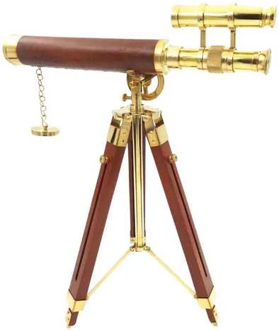 Mirtop Elegantiškas žalvarinis teleskopas ant medinio trikojo, retro jūrinis, 57 cm