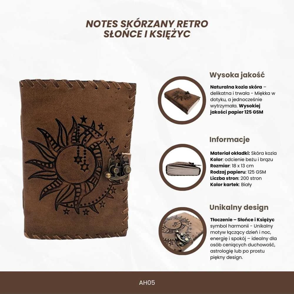 Mirtop Odinė užrašų knygutė „Saulė ir Mėnulis“, 200 psl., 125 gsm, retro
