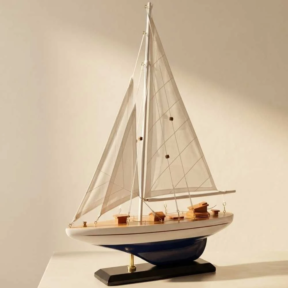 Mirtop Medinis burlaivio modelis 42 cm – jūrinė interjero dekoracija, dovana