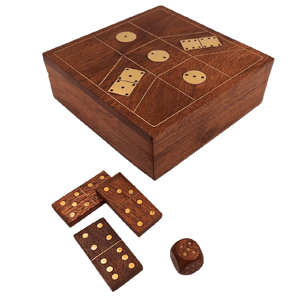 Mirtop Medinis domino ir kauliukų rinkinys dėžutėje – stilinga dovana