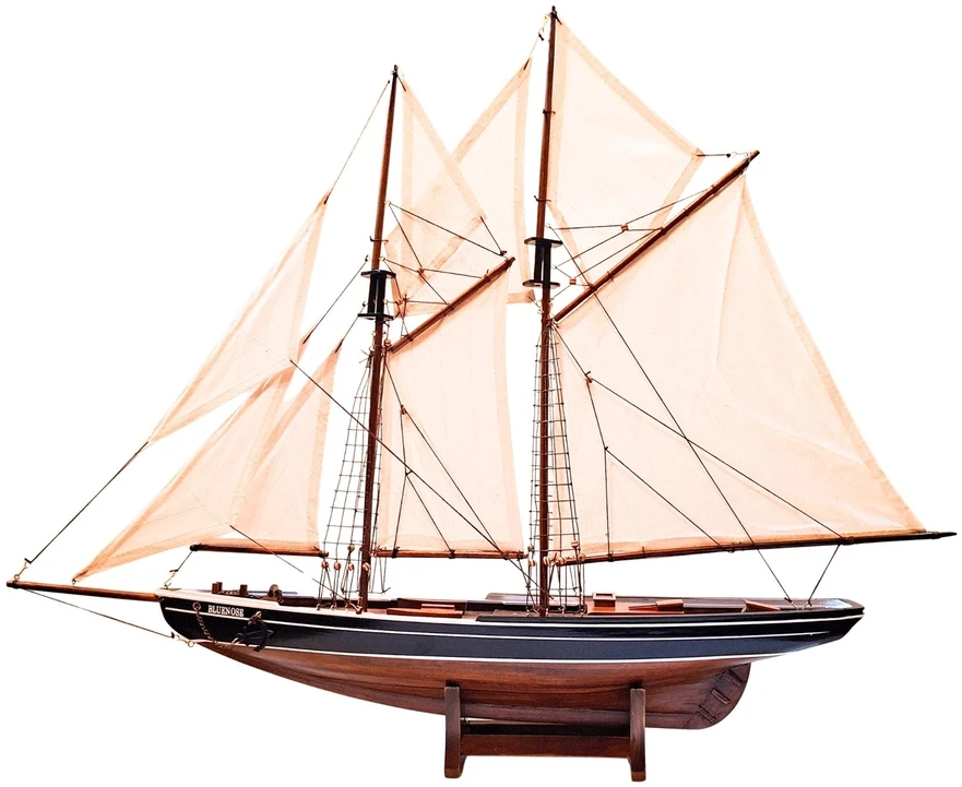 Mirtop Medinis burlaivio „Bluenose“ modelis 78 cm – jūrinių interjerų dekoras