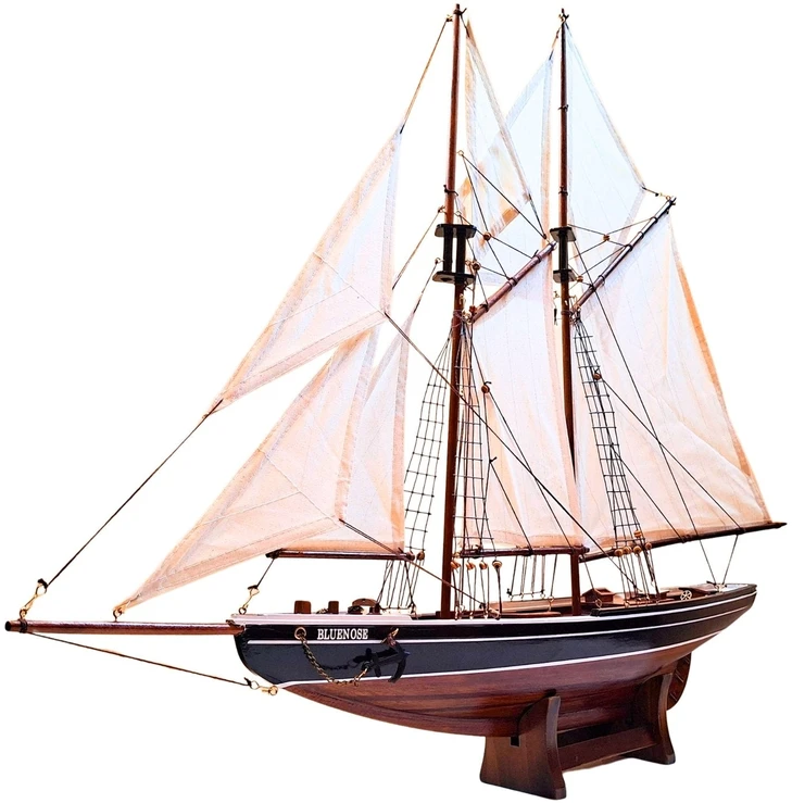 Mirtop Medinis burlaivio „Bluenose“ modelis 78 cm – jūrinių interjerų dekoras