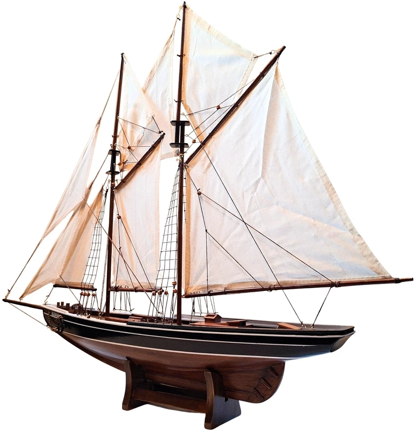 Mirtop Medinis burlaivio „Bluenose“ modelis 78 cm – jūrinių interjerų dekoras