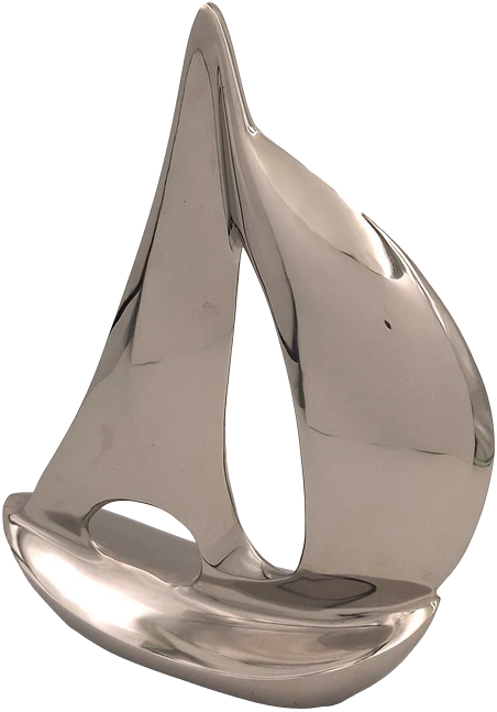 Mirtop Metalinė jachtos dekoracija 36 cm – sidabrinė, jūrinio stiliaus interjerui