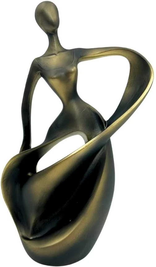 Mirtop Moderni abstrakti šokėjos statulėlė, antikinio aukso, 24 cm