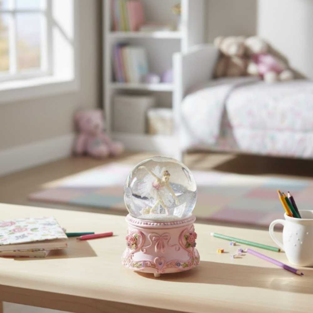 Mirtop Muzikinė dėžutė su šokančia balerina stiklo gaublyje, 15 cm, Gulbių ežeras