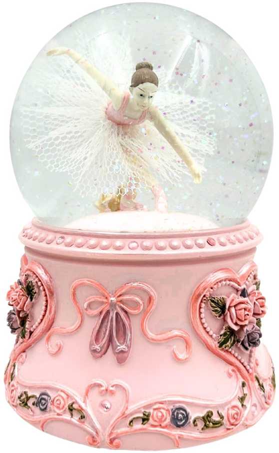 Mirtop Muzikinė dėžutė su šokančia balerina stiklo gaublyje, 15 cm, Gulbių ežeras
