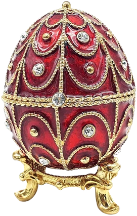 Mirtop Prabangi Fabergé stiliaus papuošalų dėžutė, raudonai auksinė, su kristalais