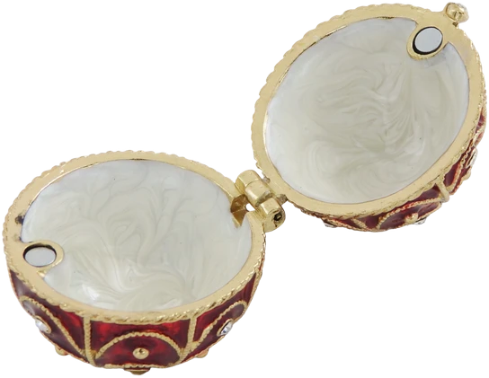 Mirtop Prabangi Fabergé stiliaus papuošalų dėžutė, raudonai auksinė, su kristalais