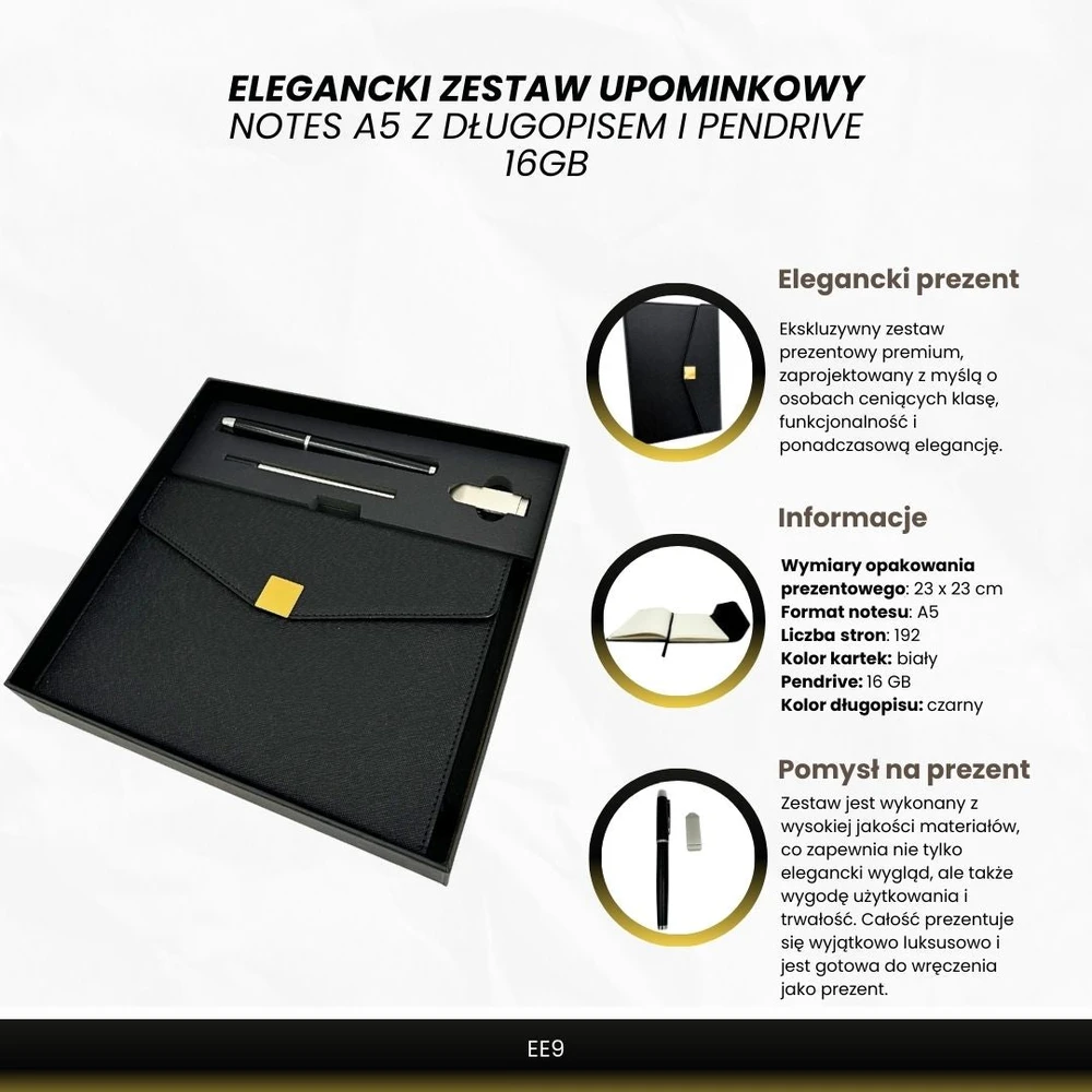 Mirtop Prabangus verslo dovanų rinkinys: A5 užrašų knyga, rašiklis, 16GB USB