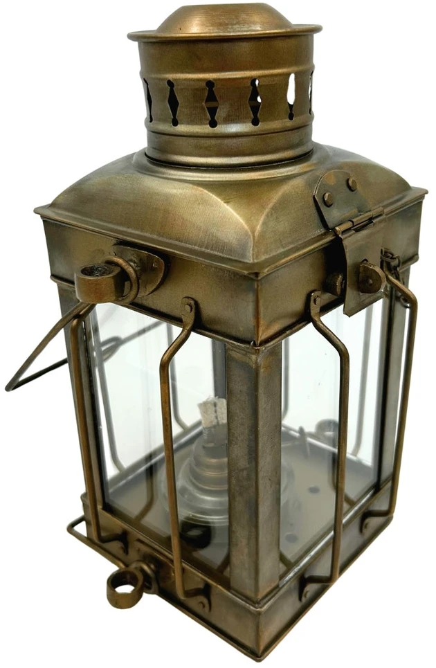Mirtop Retro jūrinis žibintas su žibalu, plieno, antikinio žalvario 24 cm