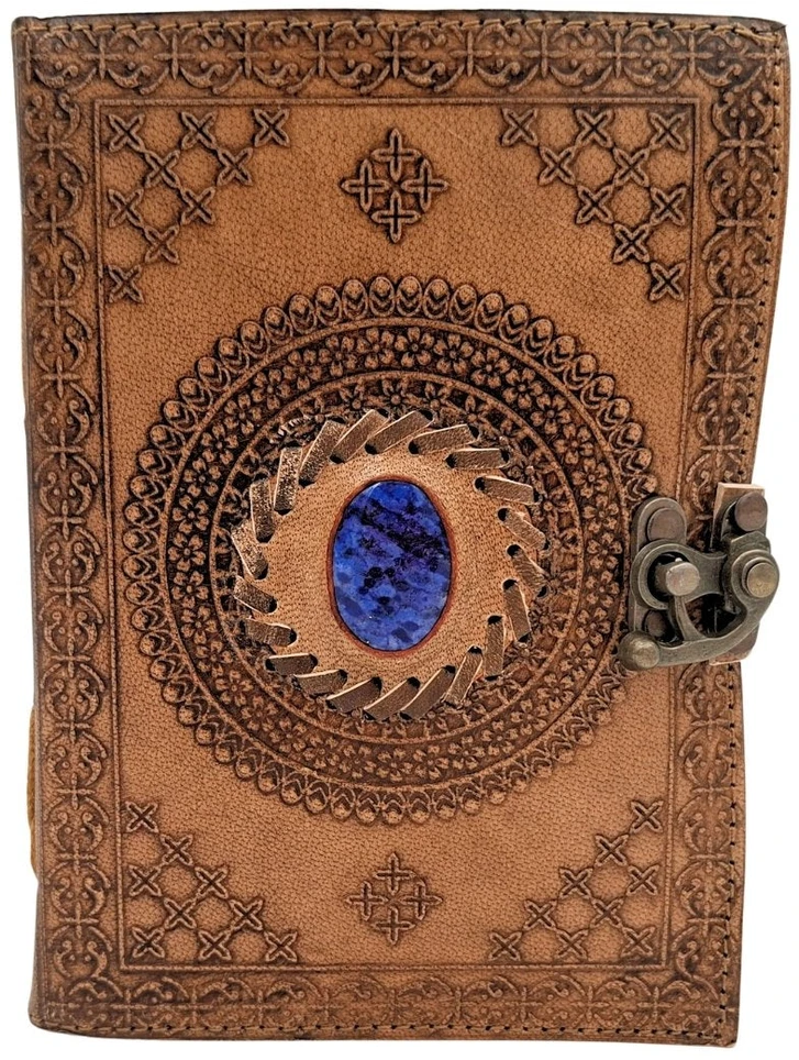 Mirtop Retro odinis buivolo odos dienoraštis su akmeniu, 200 psl., 125 gsm