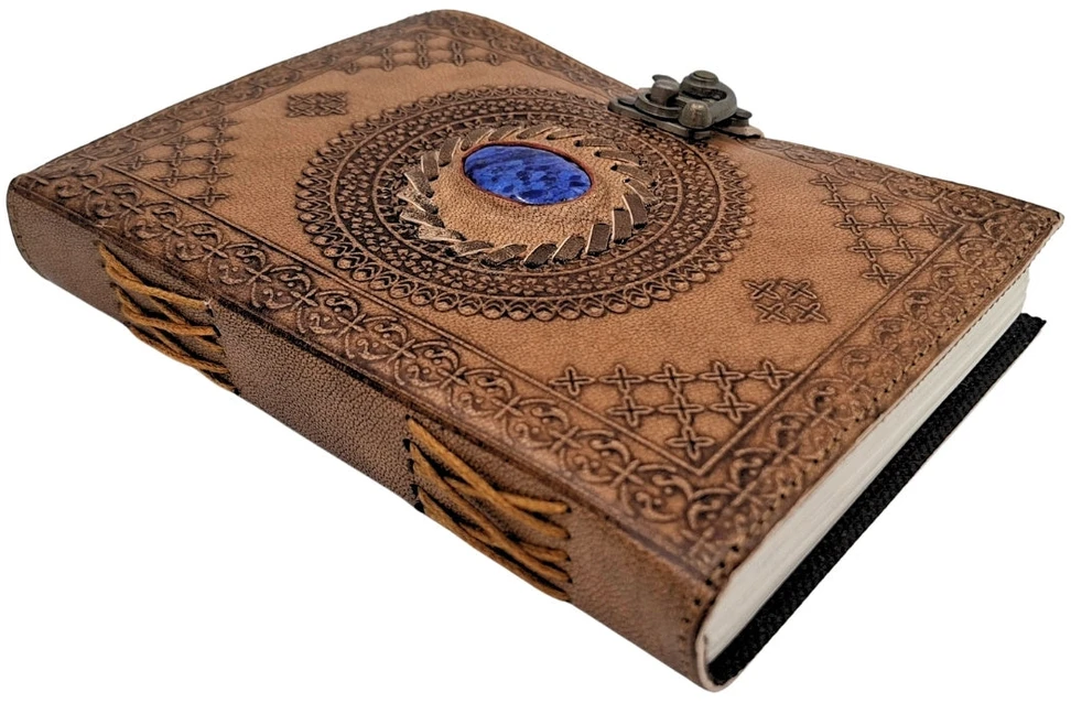 Mirtop Retro odinis buivolo odos dienoraštis su akmeniu, 200 psl., 125 gsm