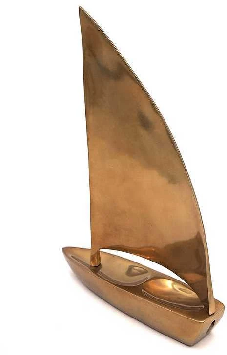 Mirtop Didelis aliuminis burlaivio modelis 47×38 cm – auksinės spalvos jūrinis dekoras