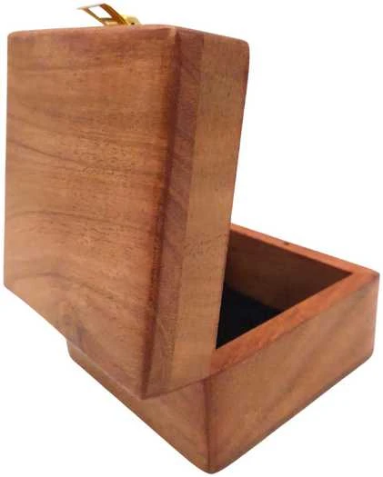 Mirtop Medinė dėžutė papuošalams 6×6×4 cm – su pamušalu, graviruojama