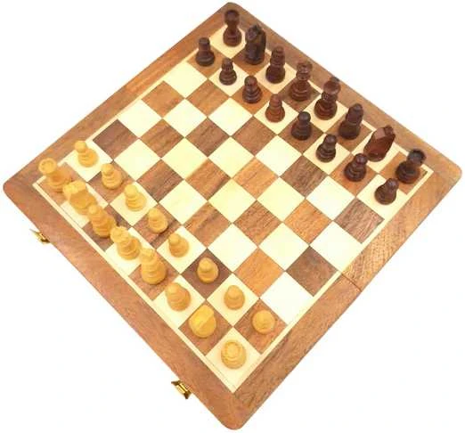 Mirtop Klasikinis medinis magnetinis šachmatų rinkinys 25×25 cm, sulankstoma lenta