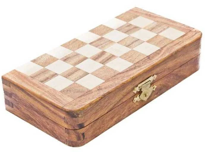 Mirtop Magnetinis medinis šachmatų rinkinys 17x17 – sulankstomas, kelioninis