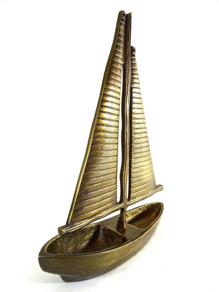 Mirtop Aliuminio jachtos modelis, 38 cm – antikinis auksas, jūrinis dekoras
