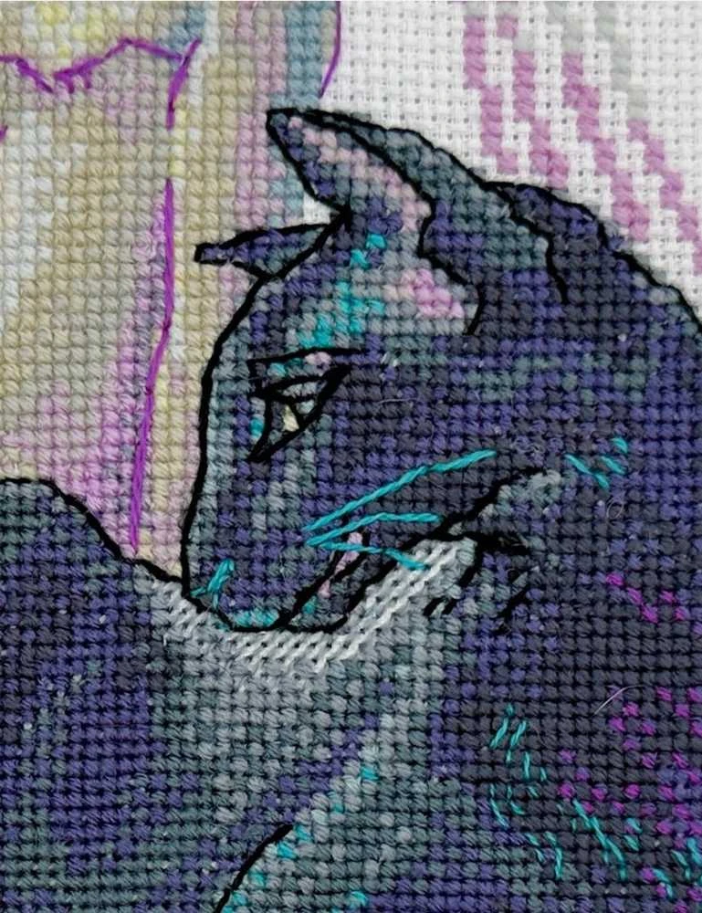 Riolis Kryželiu siuvinėjimo rinkinys - Aine kolekcija "Mistinės katės" 21x30 cm SRA1011