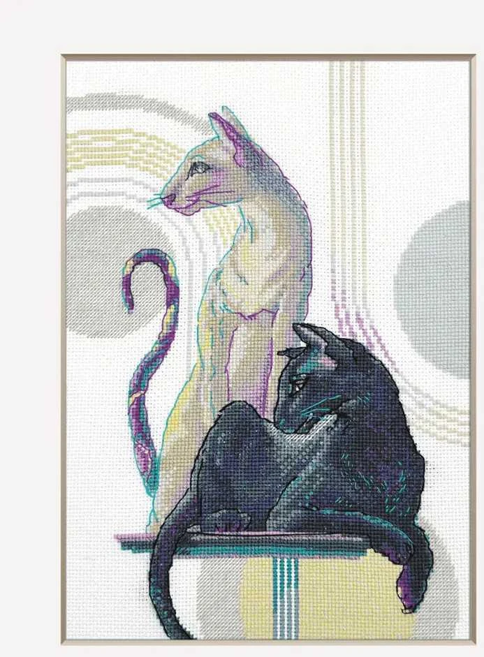 Riolis Kryželiu siuvinėjimo rinkinys - Aine kolekcija "Mistinės katės" 21x30 cm SRA1011