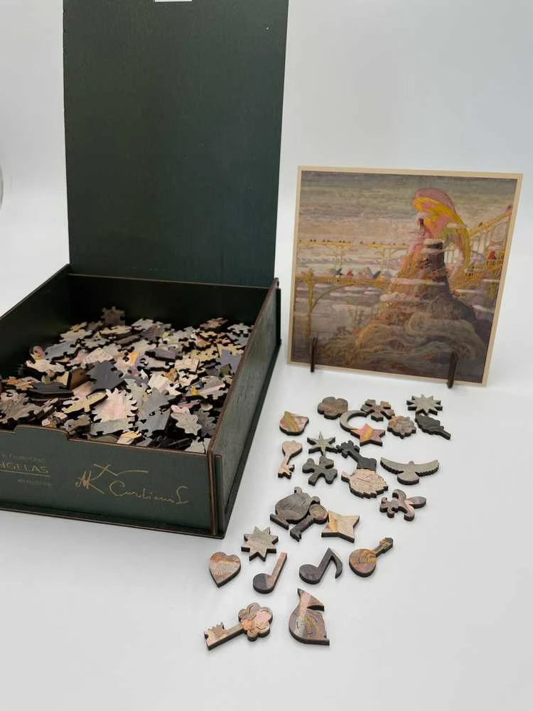 Fantasy Puzzles M.K. Čiurlionis Angelas – medinė dėlionė, 150 detalių, suaugusiems