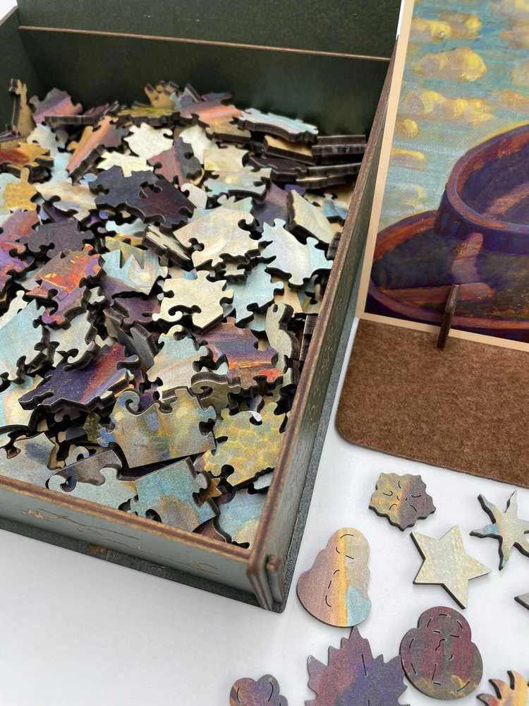 Fantasy Puzzles Medinė dėlionė M.K. Čiurlionis Pilies pasaka – 300 det., L dydis suaugusiems