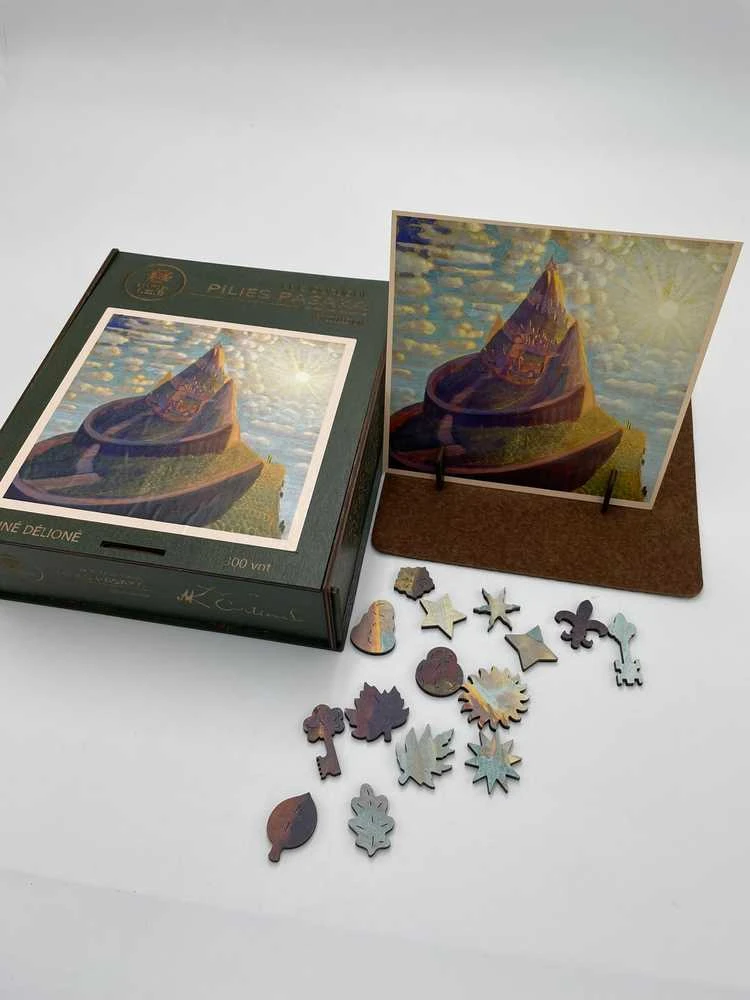 Fantasy Puzzles Medinė dėlionė M.K. Čiurlionis Pilies pasaka – 300 det., L dydis suaugusiems