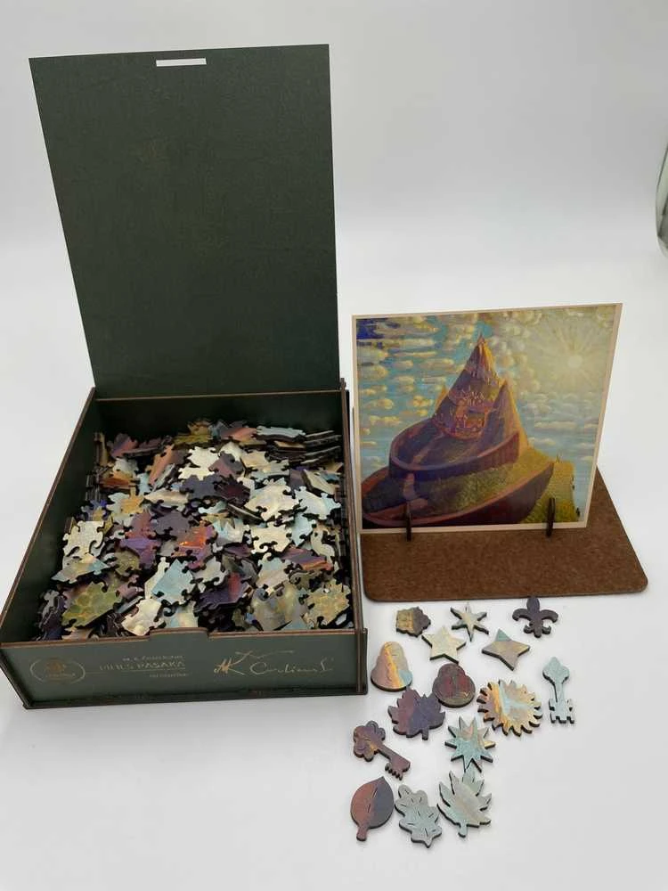 Fantasy Puzzles M.K. Čiurlionis Pilies pasaka – medinė dėlionė, 150 detalių, M
