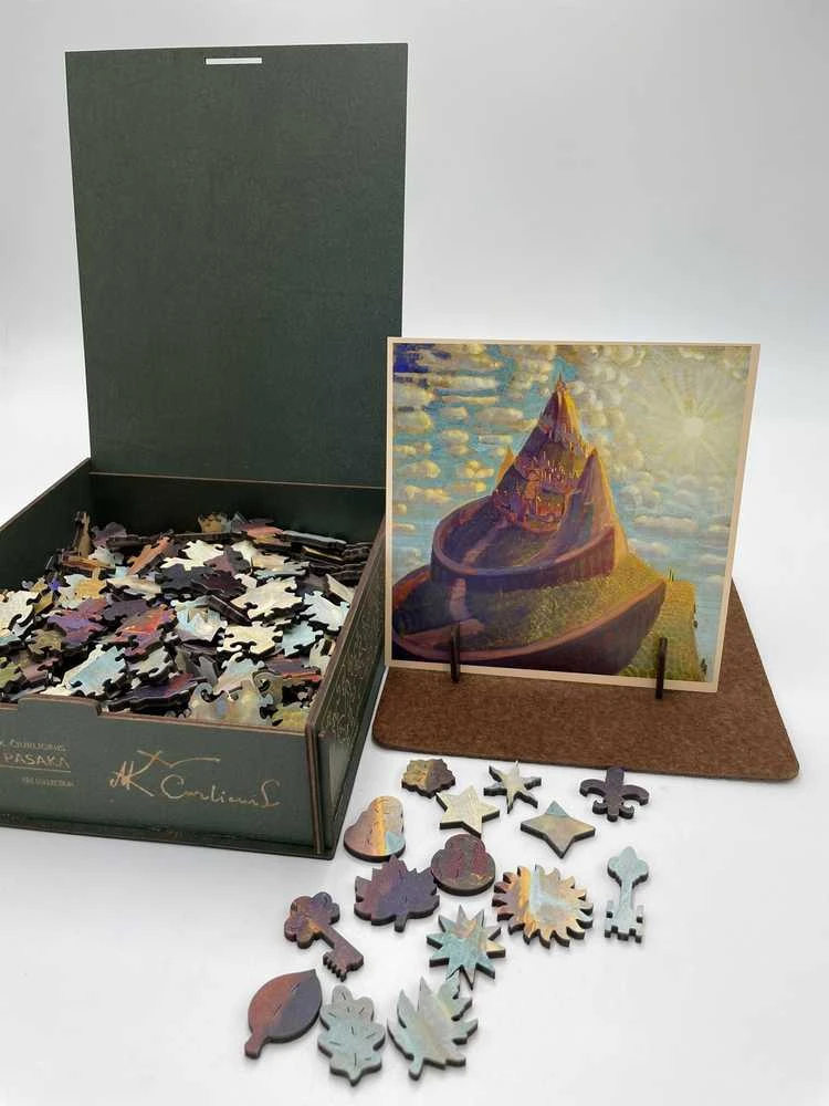 Fantasy Puzzles M.K. Čiurlionis Pilies pasaka – medinė dėlionė XL, 700 detalių, suaugusiems