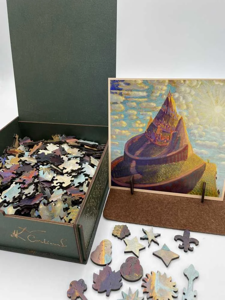 Fantasy Puzzles M.K. Čiurlionis Pilies pasaka – medinė dėlionė, 150 detalių, M