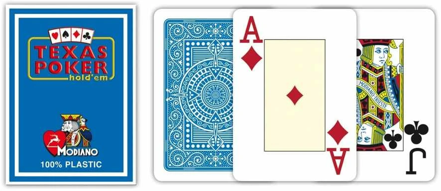 Modiano Texas Poker Hold Em Jumbo Index Žaidimų Kortos (Šviesiai Mėlynos)