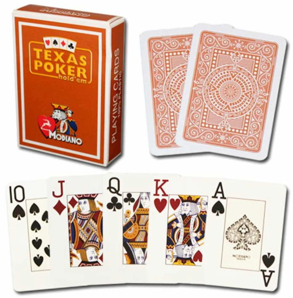 Modiano Texas Poker Hold Em Jumbo Index Žaidimų Kortos (Rudos)