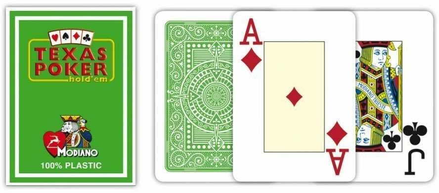 Modiano Texas Poker Hold Em Jumbo Index Žaidimų Kortos (Šviesiai Žalios)