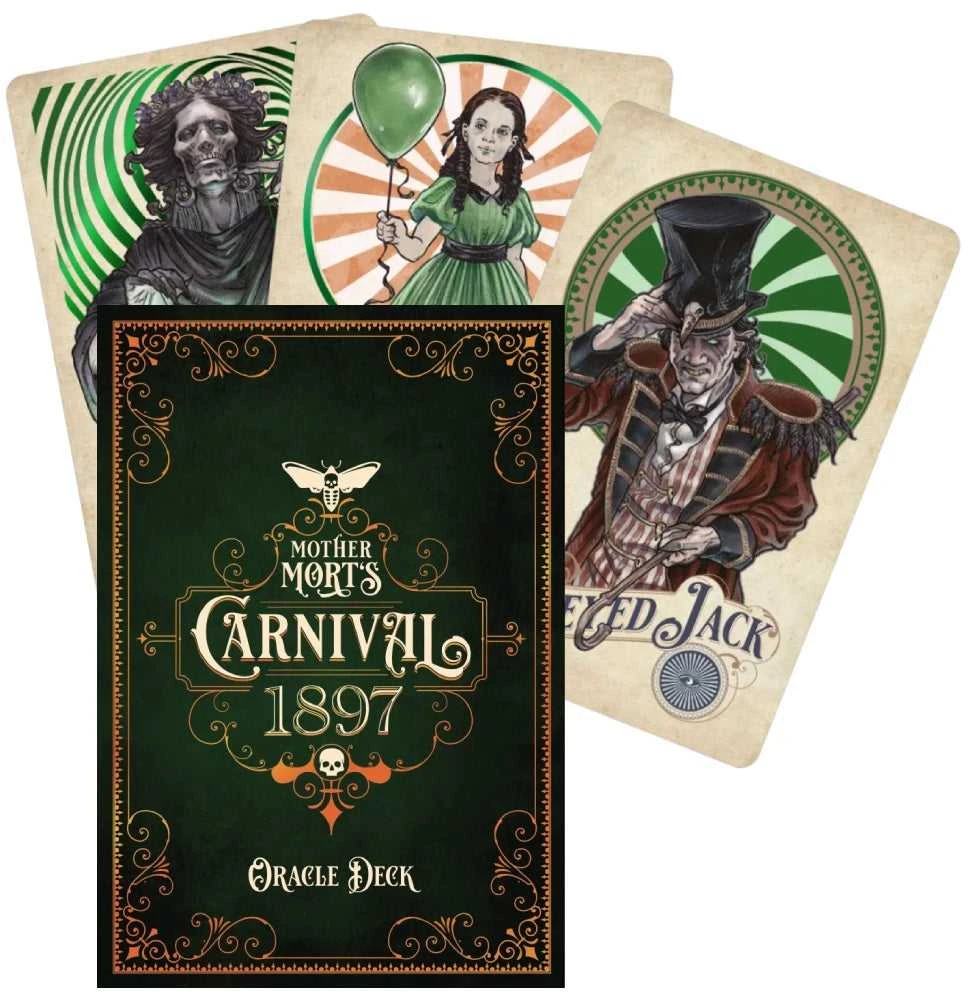 Us Games Systems Orakulo kortų rinkinys - Motinos Mort Carnival 1897 32 Kortos 80 Puslapių Knyga