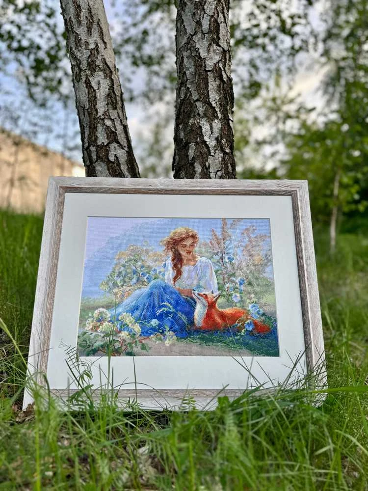 Riolis Kryželio siuvinėjimo rinkinys - Aine kolekcija „Motina gamta. Pieva“ 40 x 30 cm SRA1004