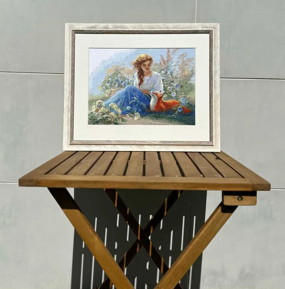 Riolis Kryželio siuvinėjimo rinkinys - Aine kolekcija „Motina gamta. Pieva“ 40 x 30 cm SRA1004