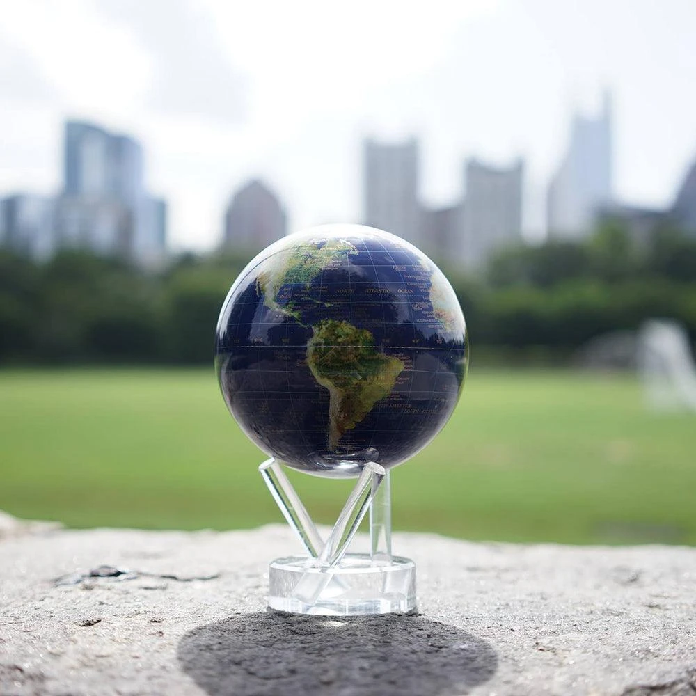 Mova Globes Gaublys MOVA 12 cm, palydovinis Žemės vaizdas su auksiniu žemėlapiu